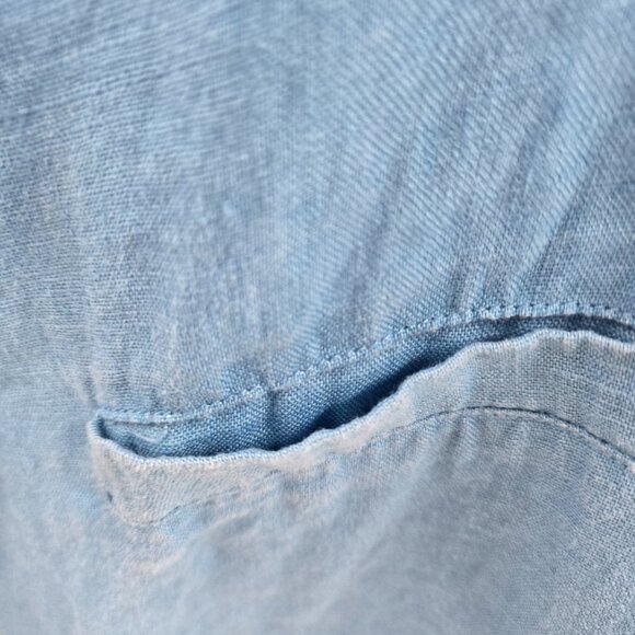 Bruno Blue Pure Linen Decorative Pocket Button Down XL - Picture 2 of 11